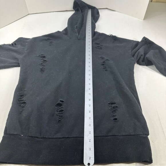 Wet Seal Women's Size Medium Hoodie Distressed Black Preowned - Picture 13 of 13